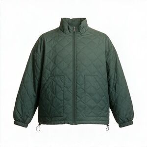 Zella Wander Diamond  Quilted  Green Bomber Puffer Jacket, size large